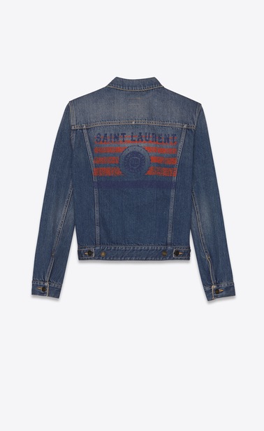 SAINT LAURENT Casual Jacken Damen Saint Laurent University Jacke aus blauem Vintage-Denim. b_V4